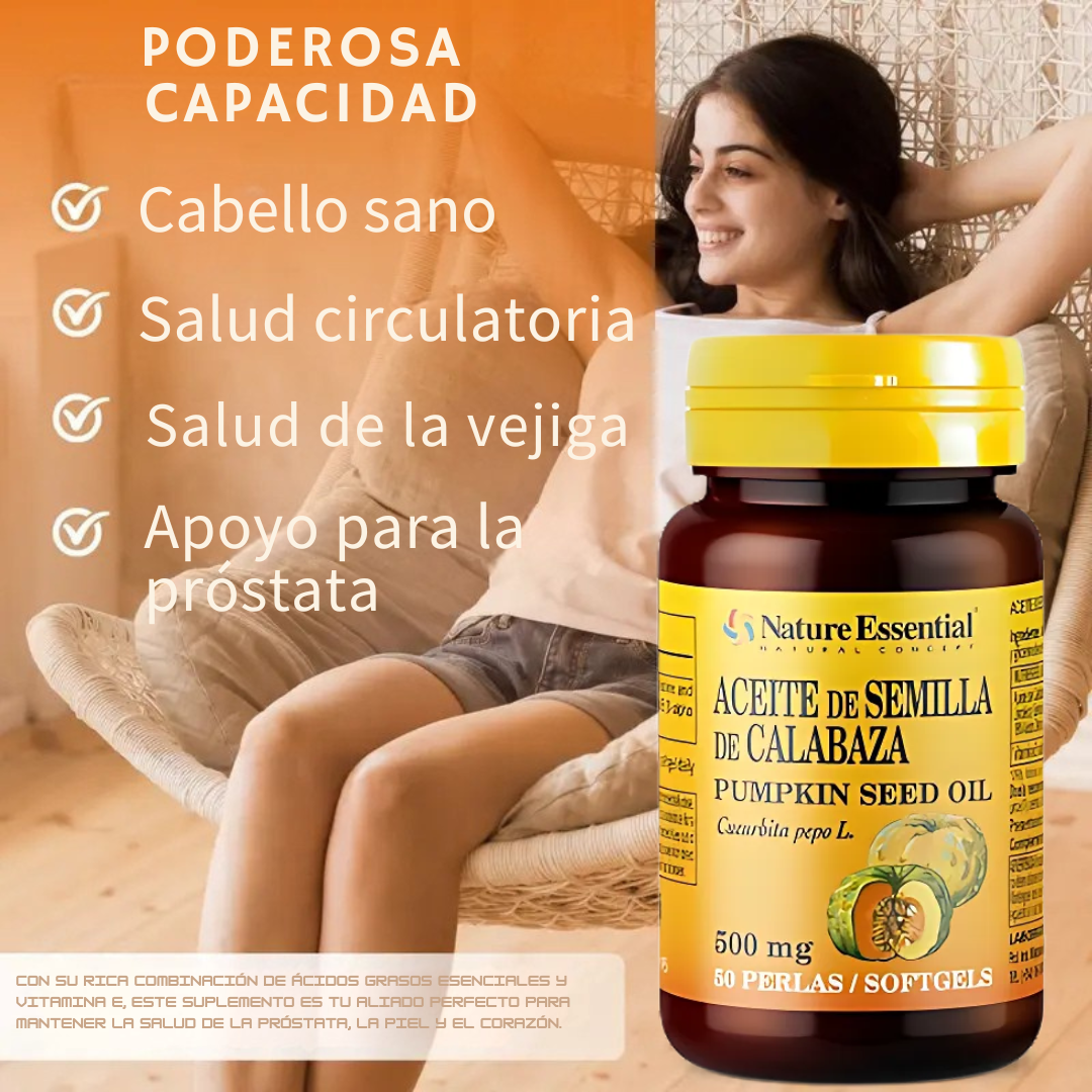 Aceite de Semilla de Calabaza 50 Cápsulas – Suplemento para la salud de la próstata y la circulación®