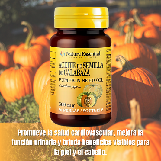 Aceite de Semilla de Calabaza 50 Cápsulas –  Suplemento para la salud de la próstata y la circulación