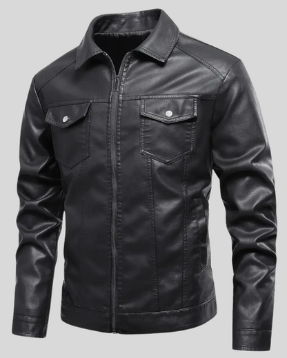 Chaqueta de Piel con Solapa para Hombre®