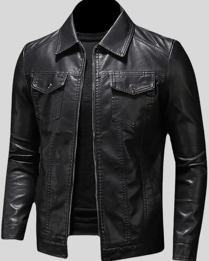 Chaqueta de Piel con Solapa para Hombre®